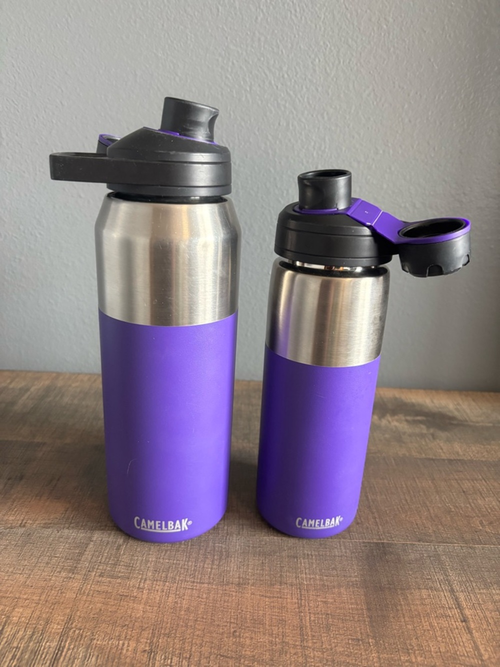 Camelbak Purple Stainless Steel Travel Bottles with Black Lids - Pair